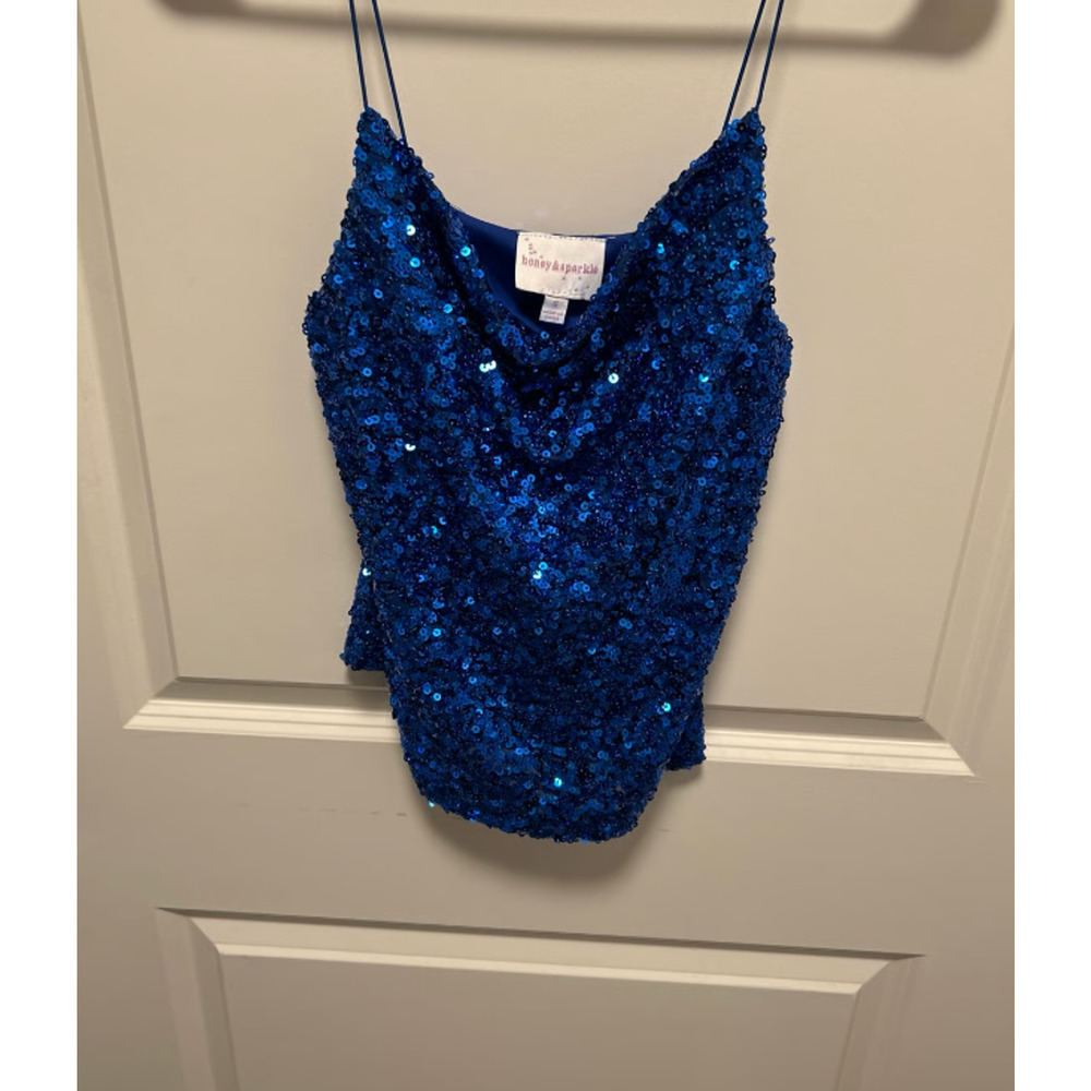 Blue Sequin Women's Top - Small
